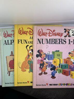 Bantam Books Disney Fun-to-Learn Library Lot Alphabet A-Z & Numbers 1-10 1983